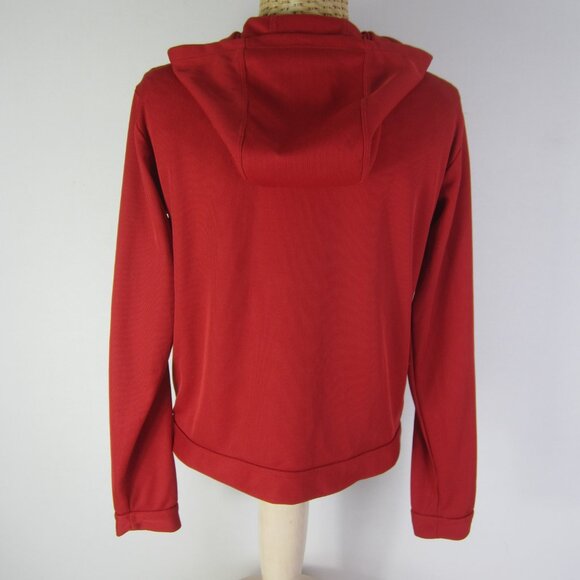 Nike Dri Fit Women S Red LS Hooded Running Athletic Short Full Zip Jacket - Picture 3 of 10